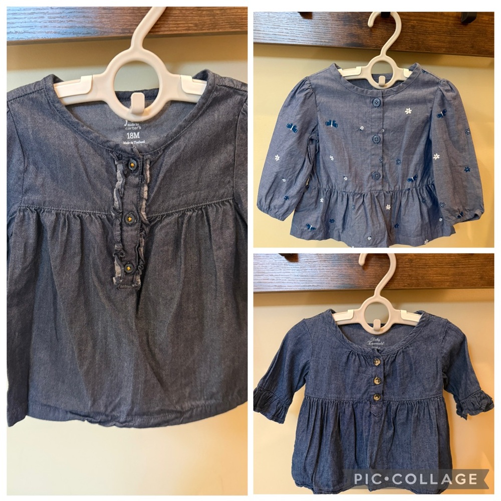 Carter's/Baby Essentials Toddler Girls Denim Tops Size 18 Months